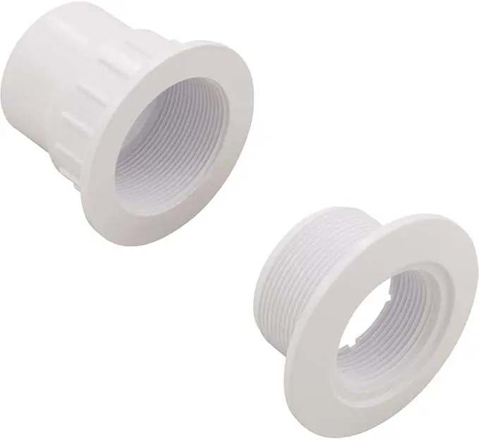 1.5-Inch Socket To 2-Inch Spigot White Fiberglass Pool Wall Fitting With Retaining Nut | 25523-500-000 1