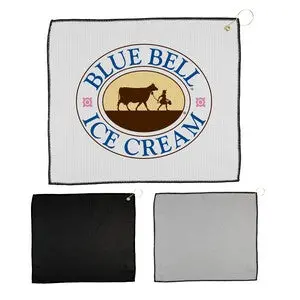 15" X 18" Waffle-Knit Golf Towel With Reinforced Grommet 1
