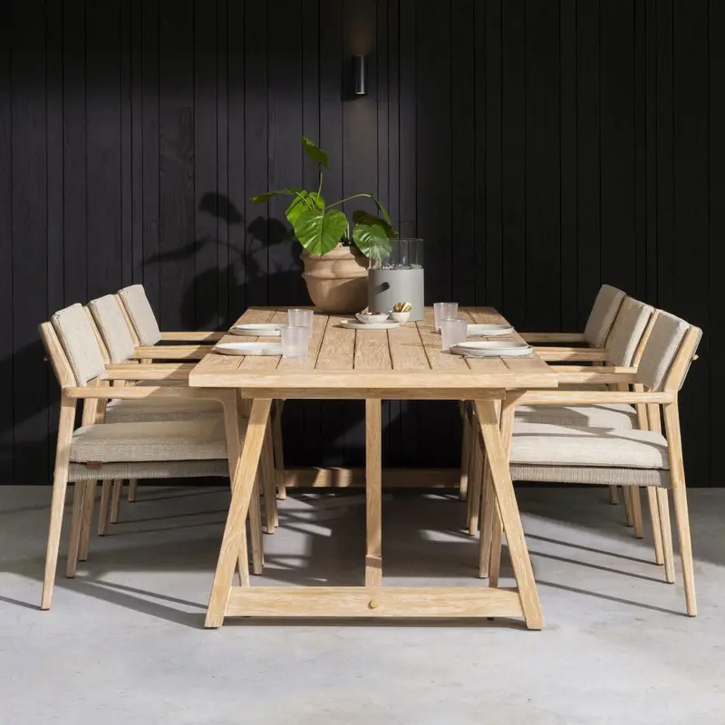 4 Seasons Outdoor Julia 6-Seat Dining Set With Noah Solid Teak Table 1