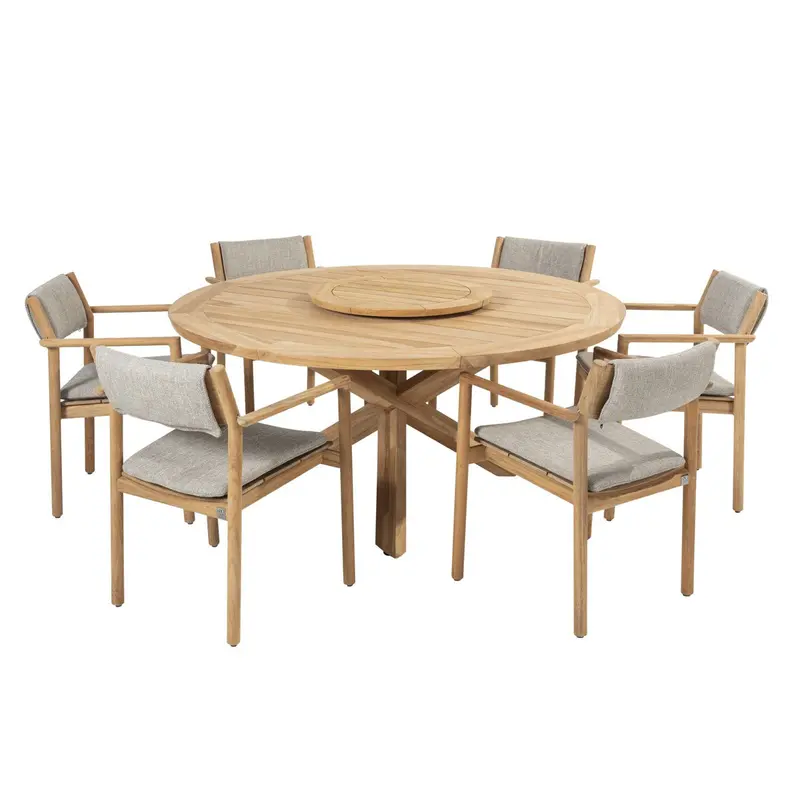 4 Seasons Outdoor Levi Dining Group – 6 Chairs + 160Cm Prado Table With Lazy Susan 1