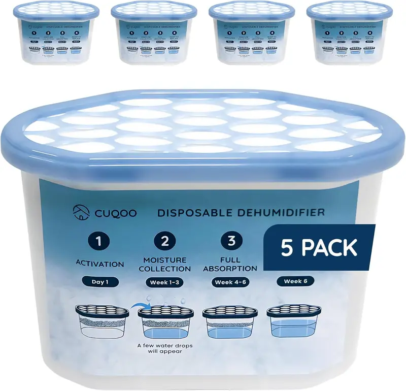 500Ml Disposable Dehumidifier Canisters – Moisture Absorber Pack Of 5 1