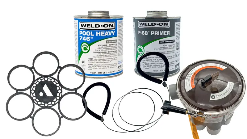 6-Port Multi-Valve Installation Kit – Includes Valve, Template, Saw, Primer & Pvc Cement (6P-Kit) 1