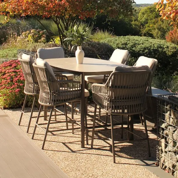 Alicante 6-Seat Bar Dining Set With Terre-Finished Manolo Table | 4 Seasons Outdoor 1