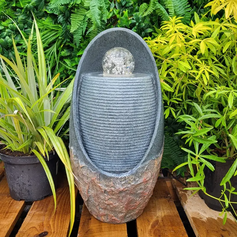Alimos Colour-Changing Oval Water Fountain – Battery/Solar Powered, No Plumbing 1