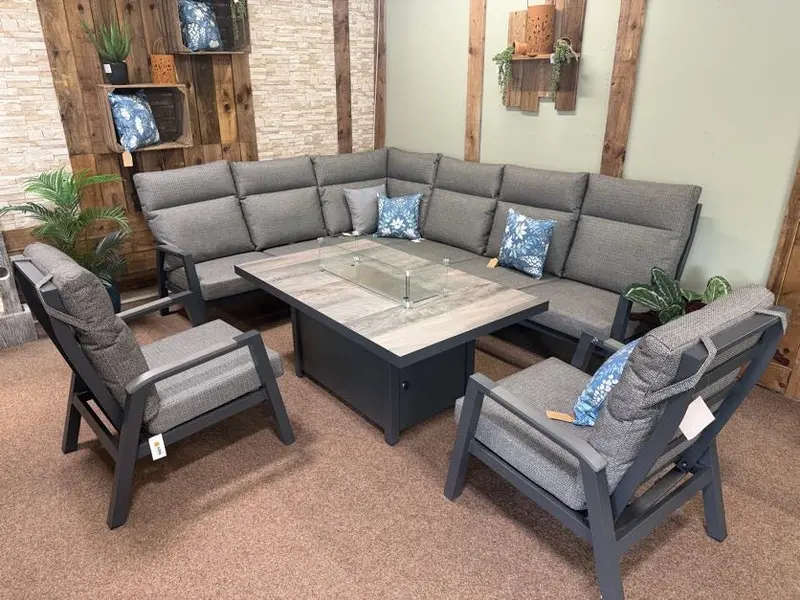 Atlas High-Back Corner Seating With Integrated Firepit Table – Vila Outdoor Living 1