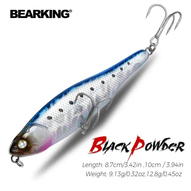 Bearking Black Powder Topwater Pencil Lure – 87Mm Walk-The-Dog Action, Professional-Grade Build 1