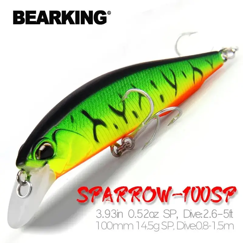Bearking Professional 100Mm Minnow Lure – 5-Color Selection, 14.5G Hard Bait With Premium Finish 1