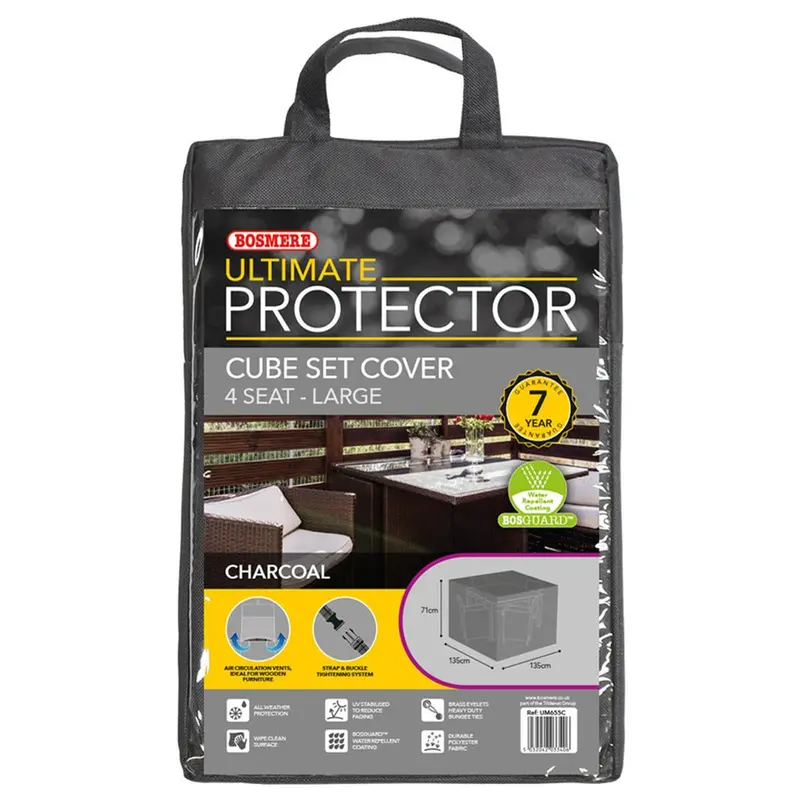 Bosmere Heavy-Duty 4-Seat Cube Set Cover (135X135Cm) For All-Weather Protection 1