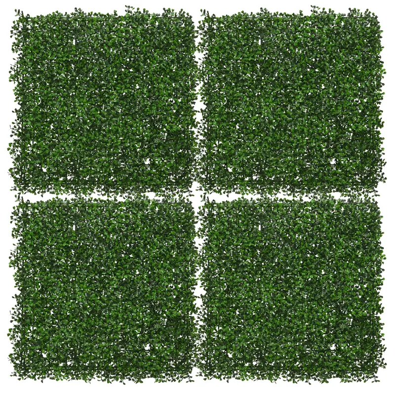 Boxwood-Inspired Outdoor Foliage Panels – Set Of 4 Dense & Lush Green Walls 1