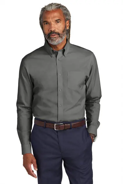 Brooks Brothers Pinpoint Shirt – Smooth Finish, Wrinkle-Resistant Stretch, Embroidered 1