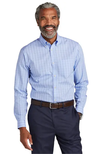 Brooks Brothers Wrinkle-Free Stretch Shirt – Patterned Design, Low-Maintenance, Embroidered 1