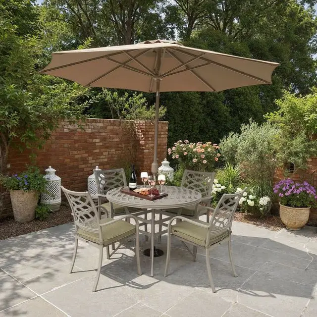 Buxton Cast Aluminium 4-Seat Round Dining Set | Hartman 1