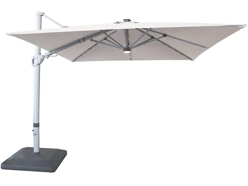 Caribbean 3M Square Cantilever Parasol & Weighted Base – Natural Weave 1