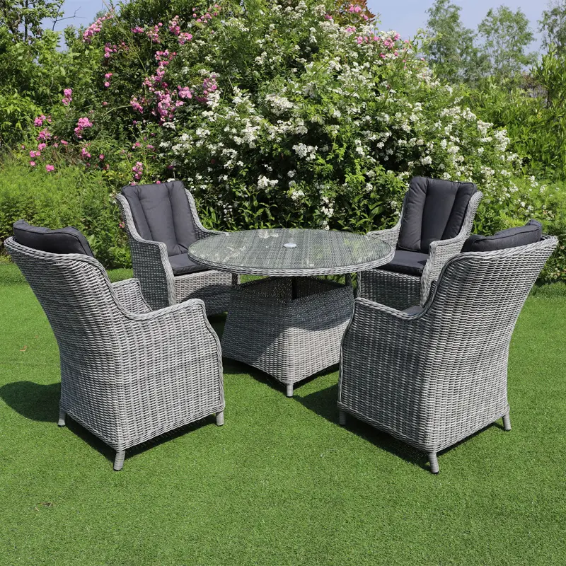 Club 4-Piece Outdoor Dining Set – Harbo Grey Minimalist Design 1