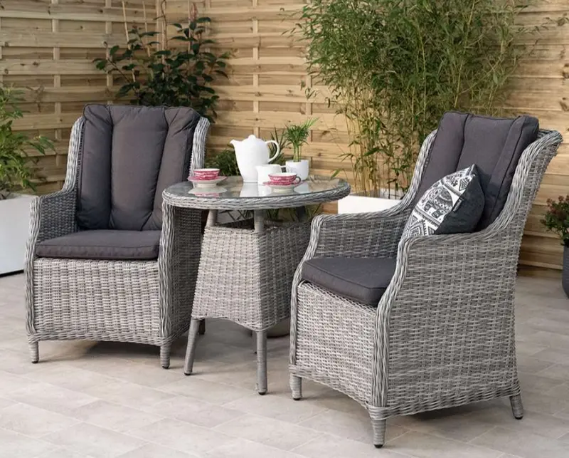 Club Wingback Bistro Set In Grey – Harbo Sleek Modern Outdoor Pair 1