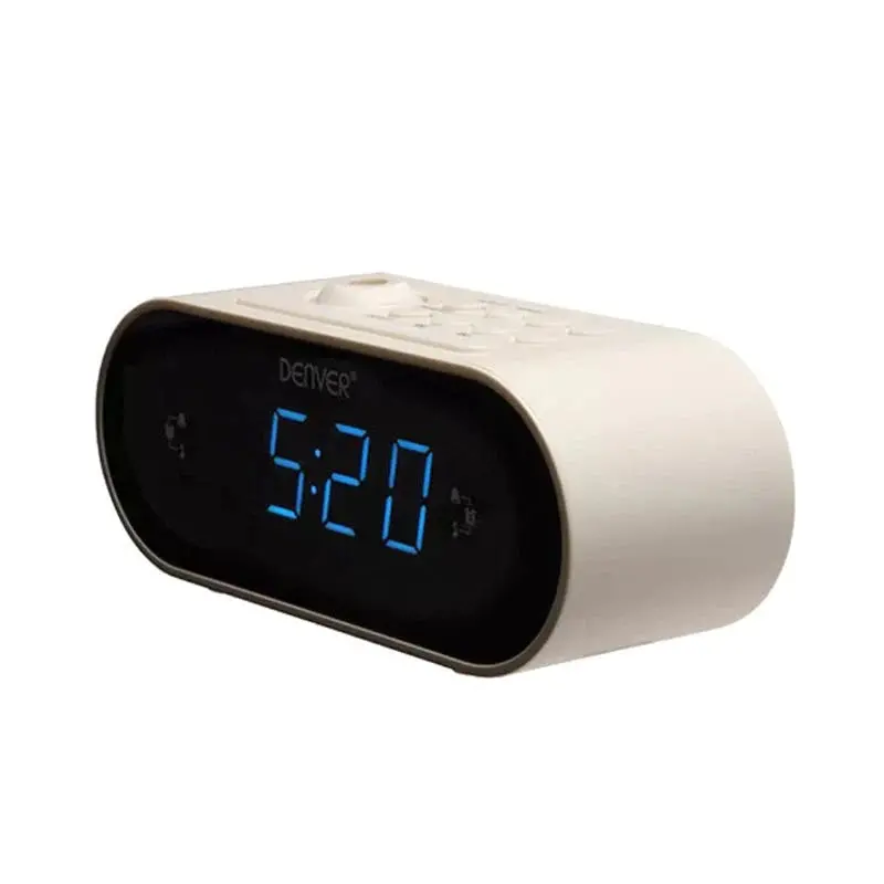 Denver Crp-717 Digital Clock Radio – Sleek White Design With Alarm 1