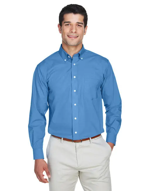 Devon & Jones Crown Woven Broadcloth Shirt – Solid Color Dress Shirt, Embroidered 1