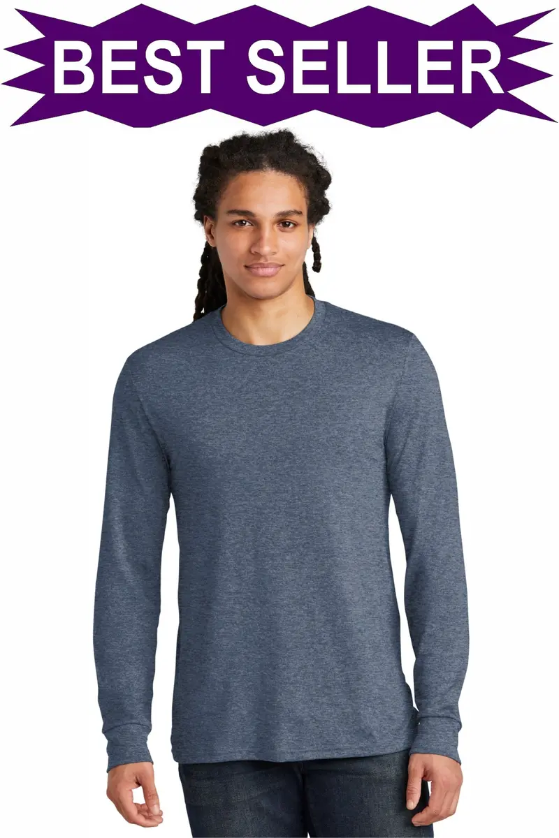 District Men'S Perfect Tri Long Sleeve T-Shirt With Screen Printing (Dm132) 1