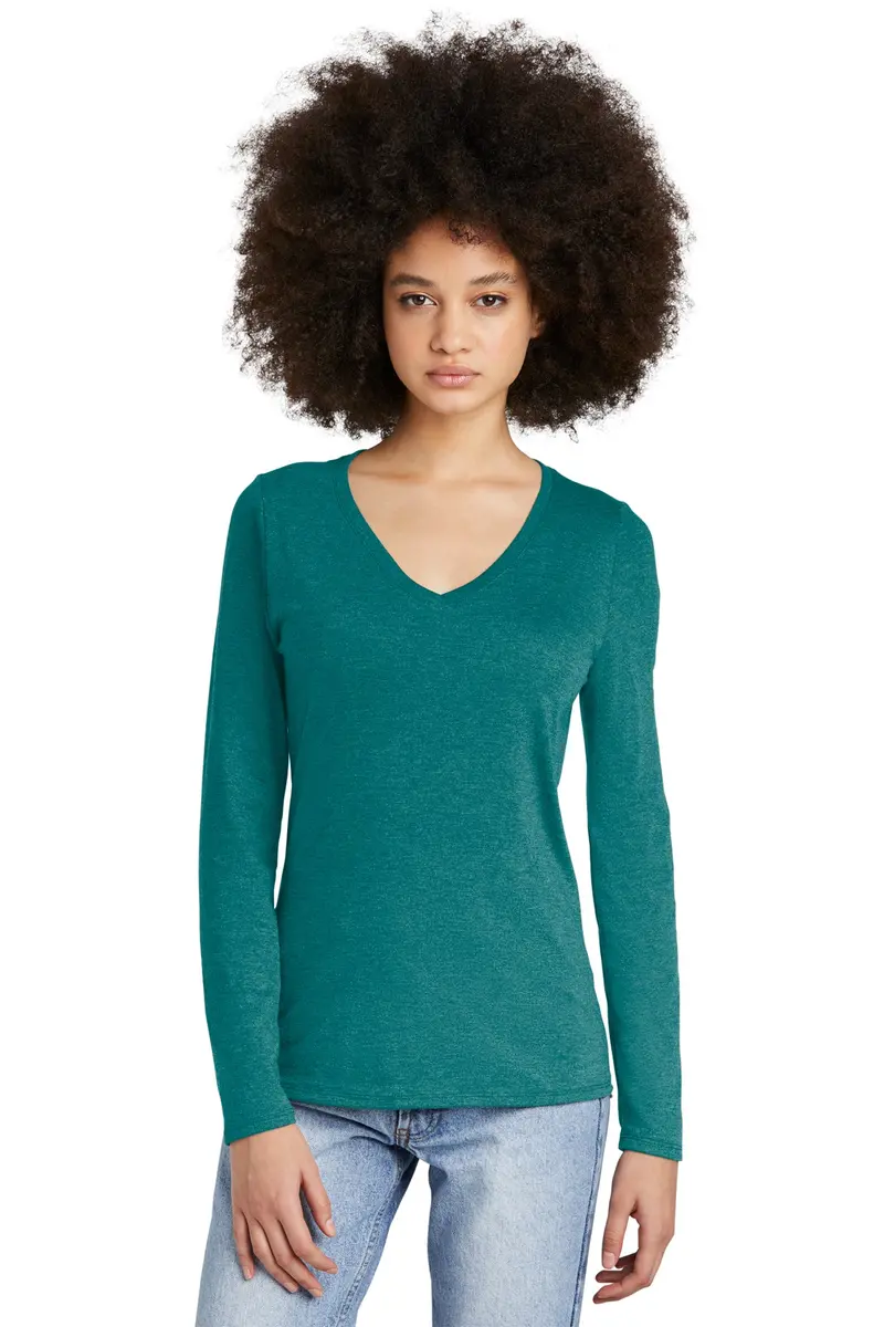 District Women'S Perfect Tri Long-Sleeve V-Neck Tee (Dt135) 1