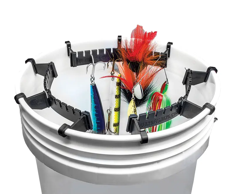 Dubro Bucket Lure Holder – Clip-On Fishing Gear Organizer For Hooks, Lures & Tools 1