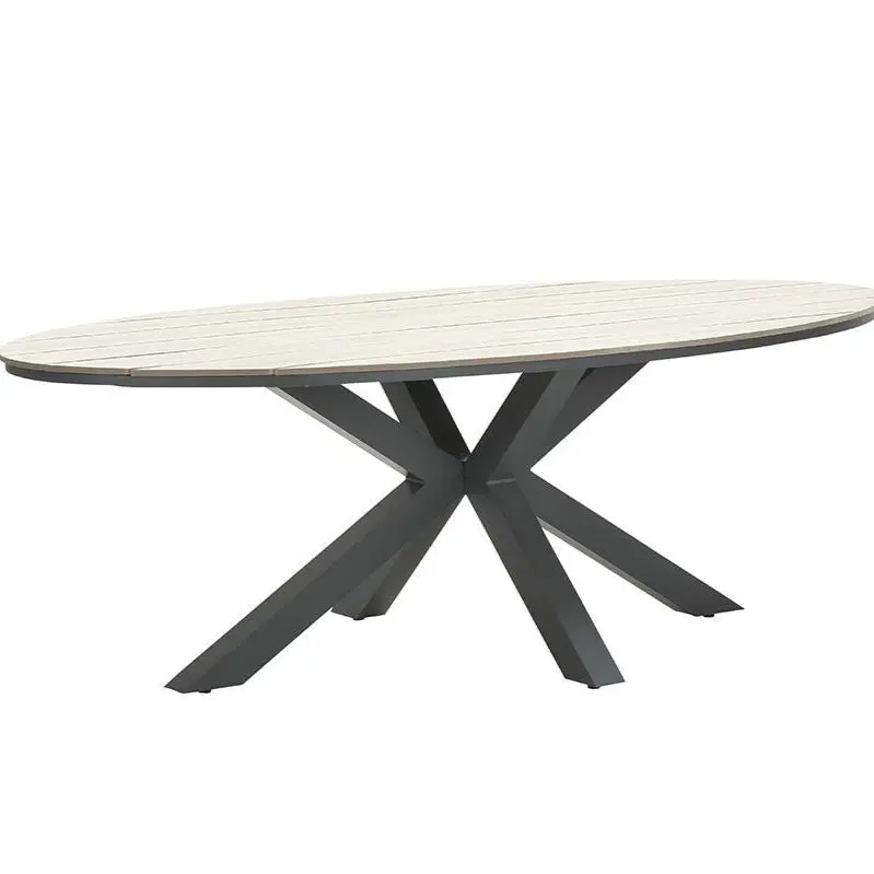 Edison Natural-Finish Oval Outdoor Dining Table (220Cm) – Garden Impressions 1