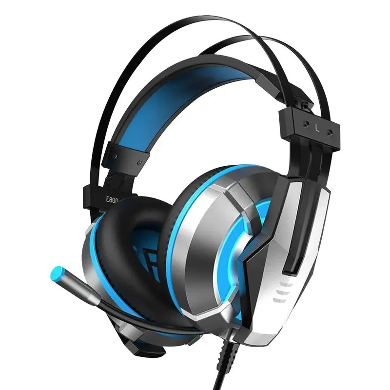 Eksa E800 Wired Over-Ear Gaming Headset – Stereo Sound With Blue Accents 1