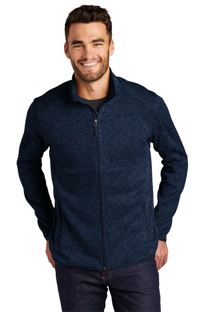 Embroidered Port Authority Men'S Sweater Fleece Jacket – F232 1