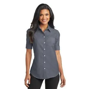 Embroidered Port Authority Women'S Short Sleeve Superpro Oxford Shirt (Style L659) 1