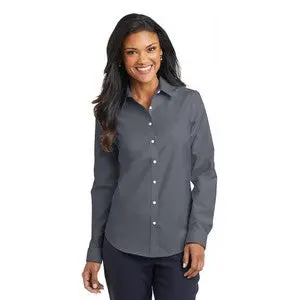 Embroidered Port Authority Women'S Superpro Oxford Shirt – Long Or Short Sleeve (Style L658) 1