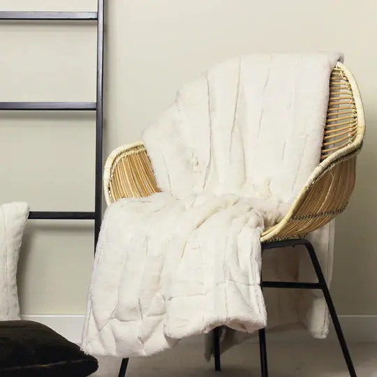 Empress Cream Faux Fur Outdoor Or Indoor Throw 1