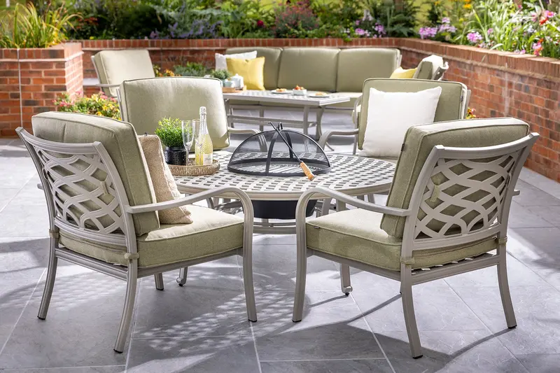 Ex-Display Buxton Cast Aluminium Firepit Lounge Set – 4-Seater By Hartman 1