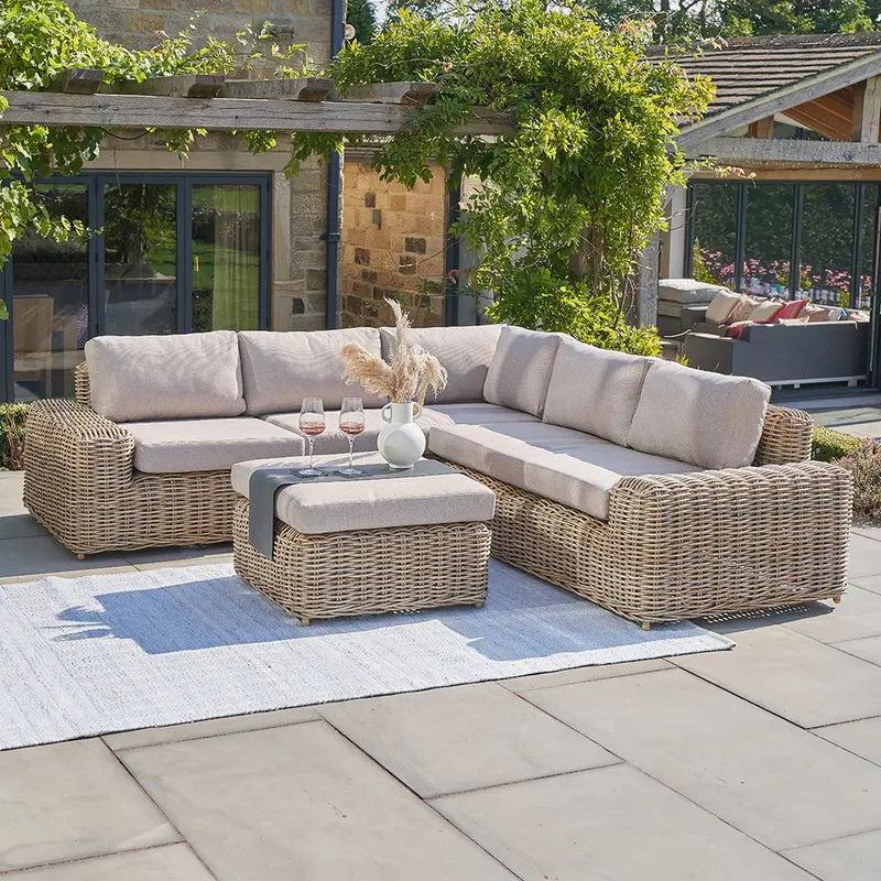 Ex-Display Como Natural Antique Corner Outdoor Seating Set – Pacific Lifestyle 1