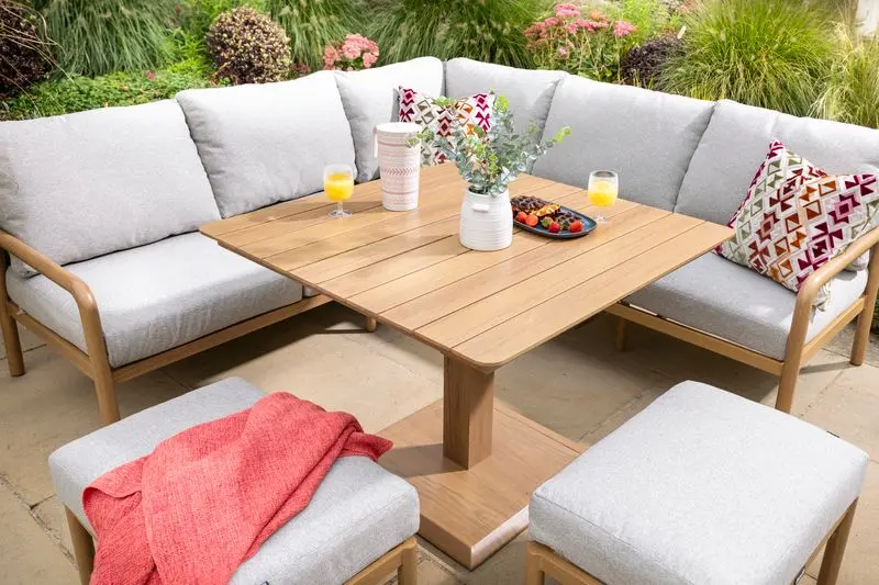 Ex-Display Sahara Square Corner Lounge Set With Height-Adjustable Table & Stools – Hartman 1