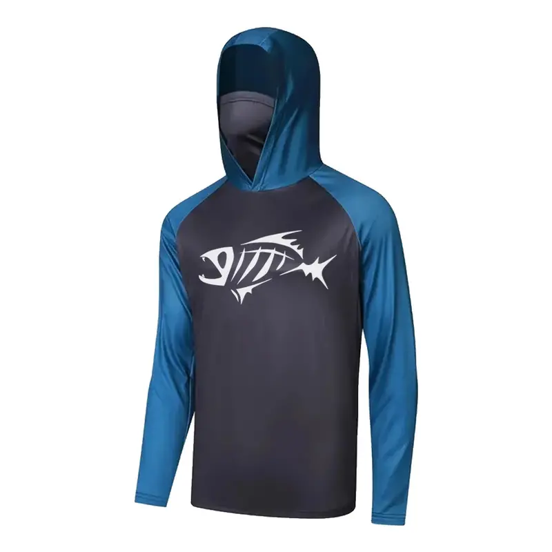Fish Bone Pattern Hooded Fishing Shirt – Stylish Sun-Resistant Top 5