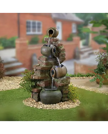 Flowing Jugs Decorative Water Feature With Built-In Pump – No Plumbing Needed 1