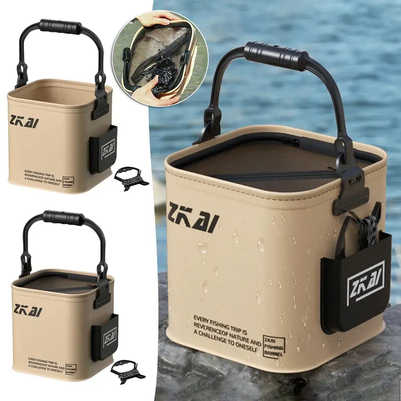 Foldable Portable Fishing Bucket – Sturdy Collapsible Container For Outdoor & Shore Fishing 1