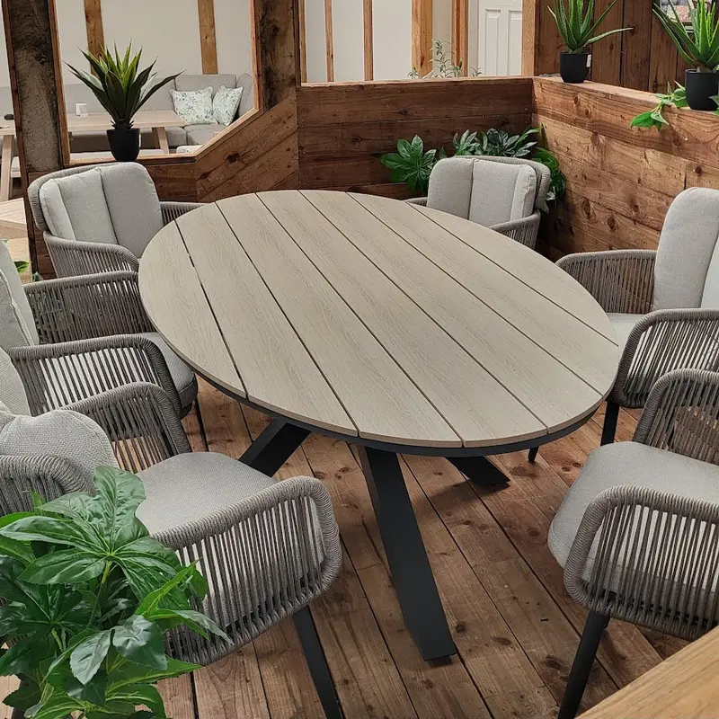 Garden Impressions Edison 6-Seat Oval Dining Set – Grey Linares Chairs Included 1