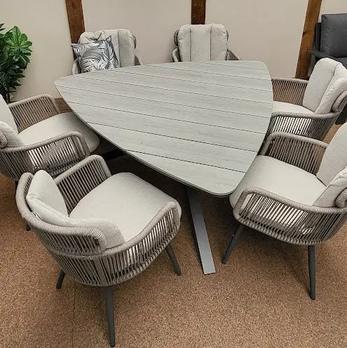 Garden Impressions Edison 6-Seat Triangular Dining Set With Grey Linares Seating 1