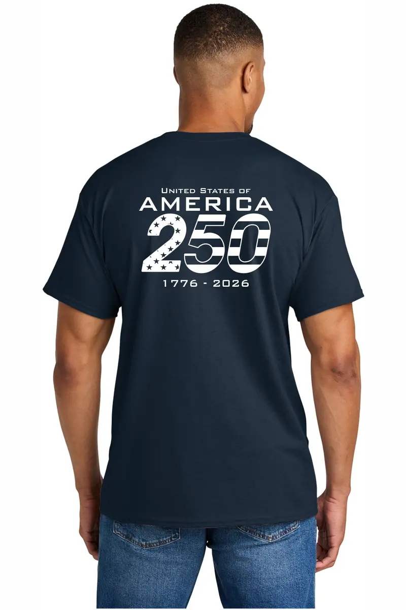 Gildan Dryblend 50/50 Cotton-Poly T-Shirt – 250Th American Anniversary Screen Print (Style #8000) 1
