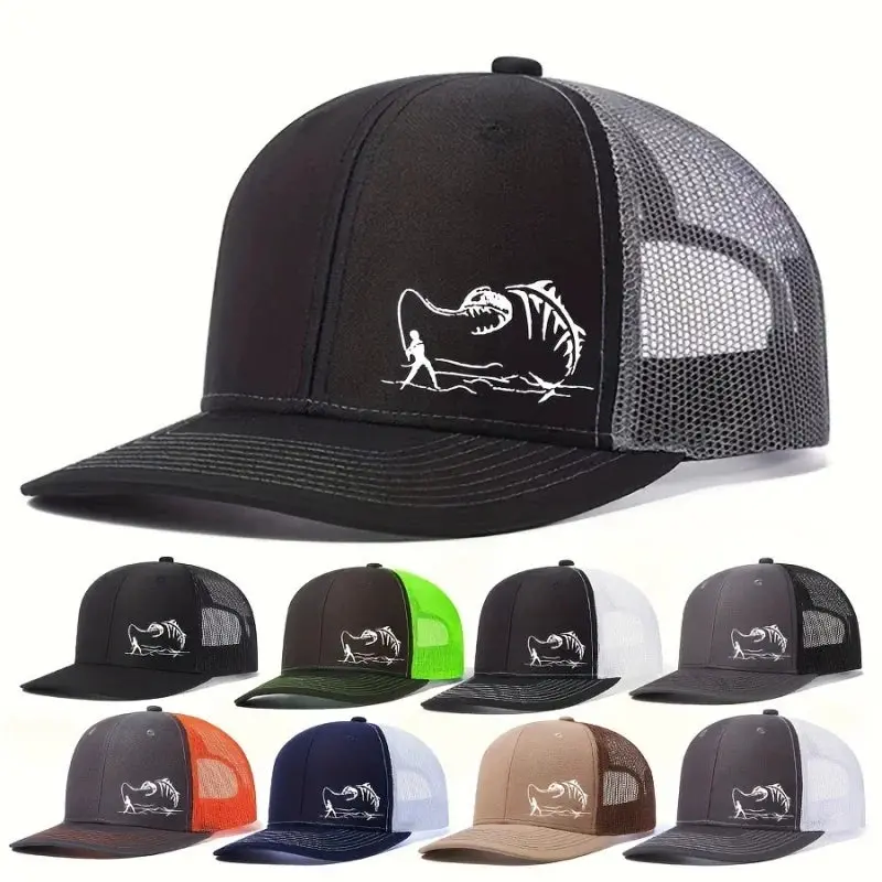 Go Fishing Embroidered Baseball Cap – Adjustable Breathable Mesh Hat For Year-Round Use 1