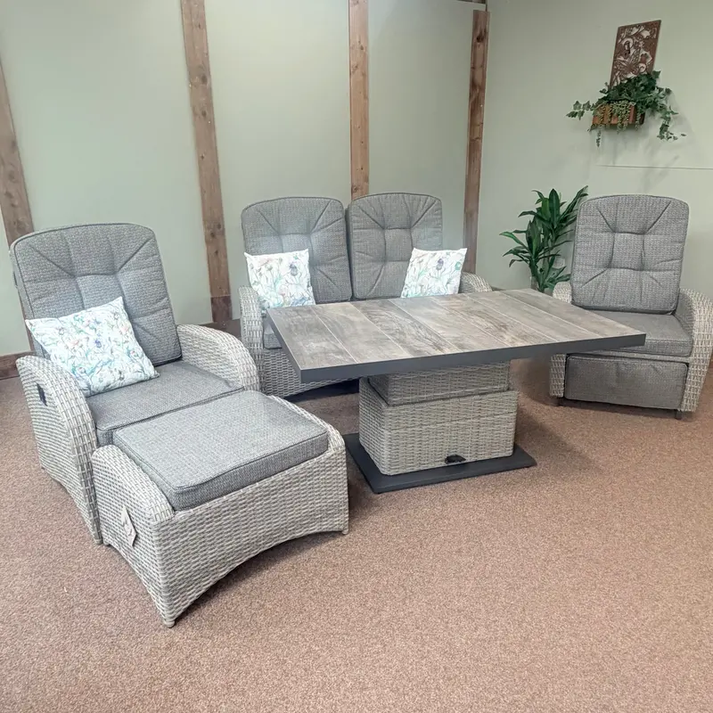 Grey Rocking & Reclining Lounge Set With Adjustable Table | Bowness By Vila 1