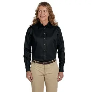 Harriton Easy Blend Long-Sleeve Twill Shirt – Stain-Resistant, Embroidered 1