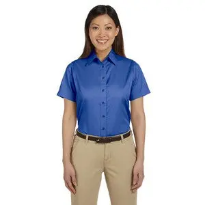 Harriton Easy Blend Short-Sleeve Twill Shirt – Stain-Resistant, Embroidered 1