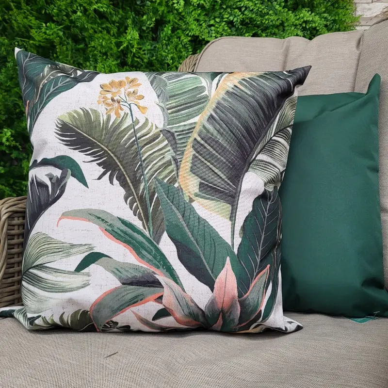 Hawaii-Inspired Outdoor Cushion – Bottle Green Accent Piece 1