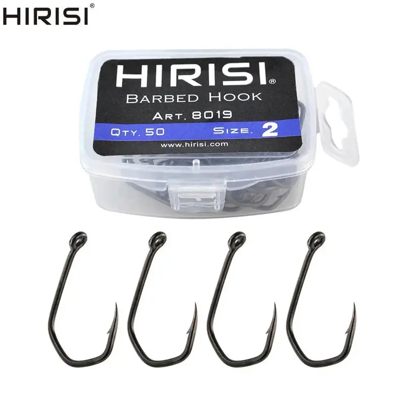 Hirisi High-Eyed Carp Hooks 8019 – 50-Piece Coated Carbon Steel Set 1