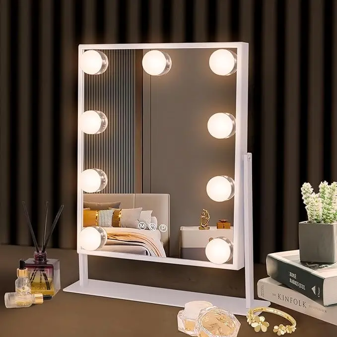 Hollywood-Style Vanity Mirror With 9 Adjustable Led Lights And 10X Magnification 1
