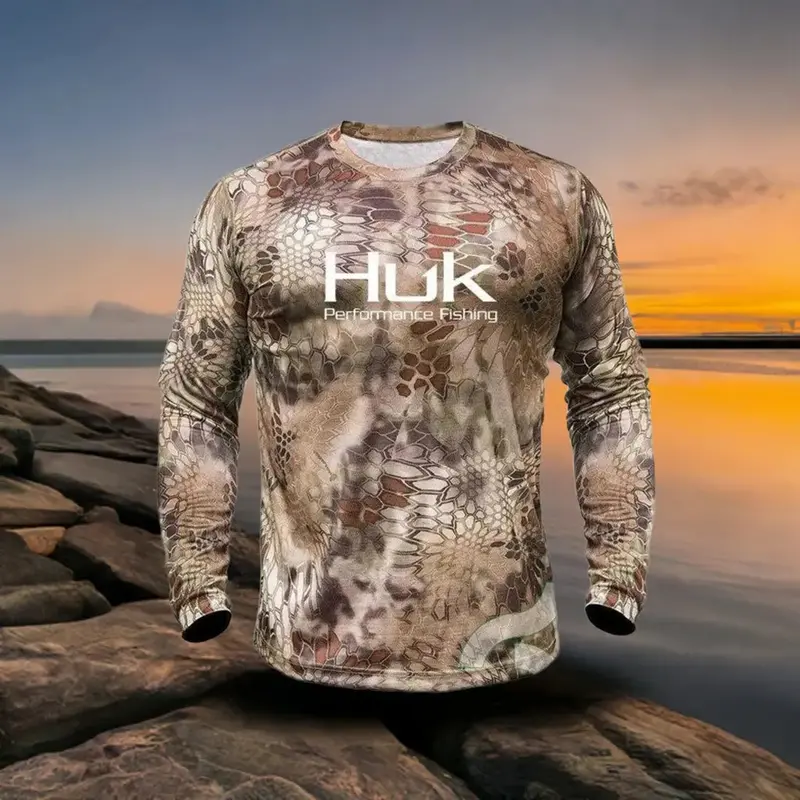 Huk Camo Long-Sleeve Fishing Shirt – Upf 50+ Sun Defense & Tactical Fit 1