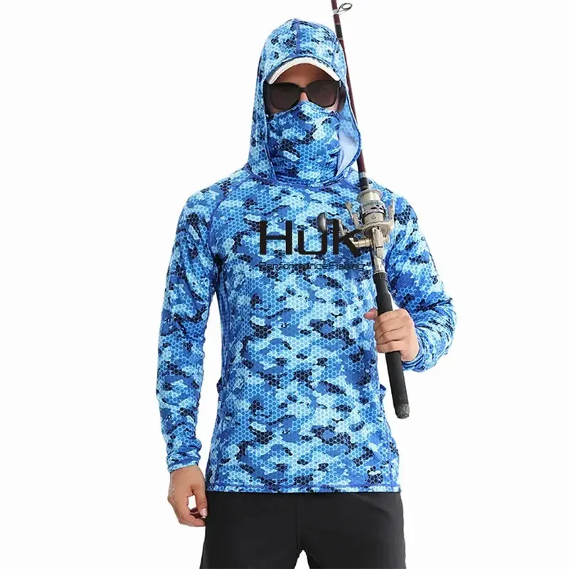 Huk Custom Hooded Fishing Shirt – Men’S Upf 50+ Sun-Protective Casual Layer 1