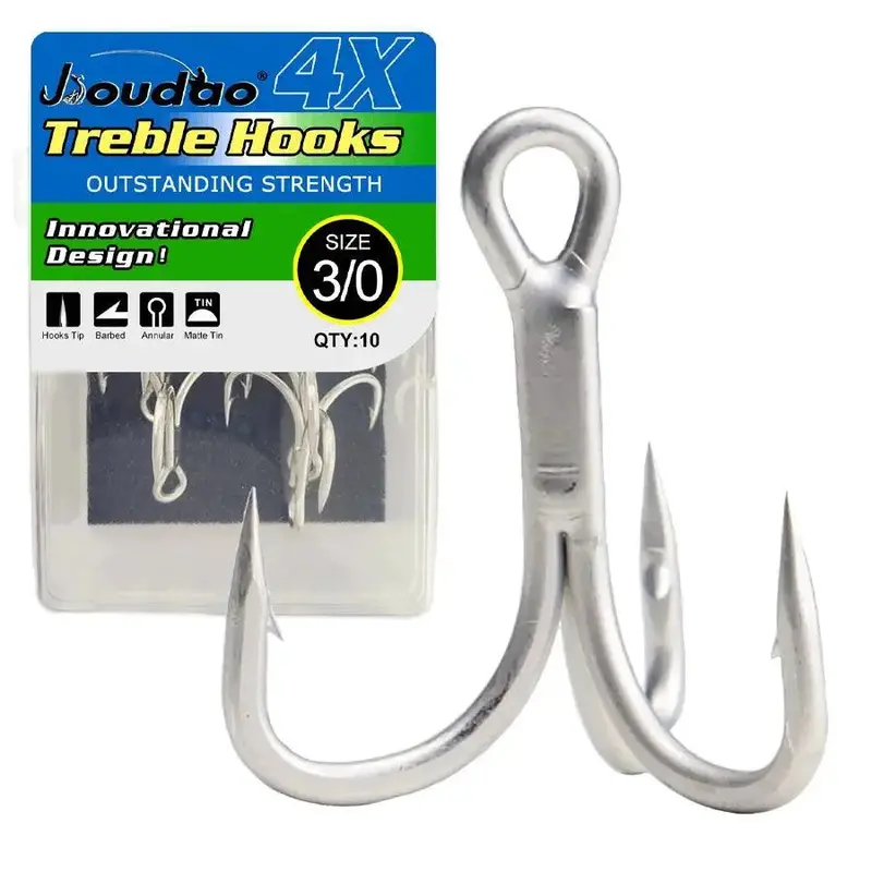 Jioudao 4X Heavy-Duty Treble Hooks – Reinforced For Aggressive Baitfish Lures 1