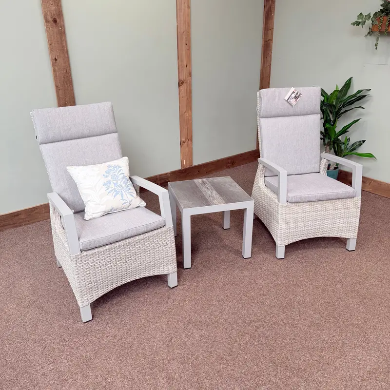 Kendal All-Weather Reclining Bistro Set – Natural Wicker Finish 1